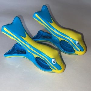 Boca Beach Towel Spring Clips Parrot Fish Towel Set of 2 Beachside Poolside